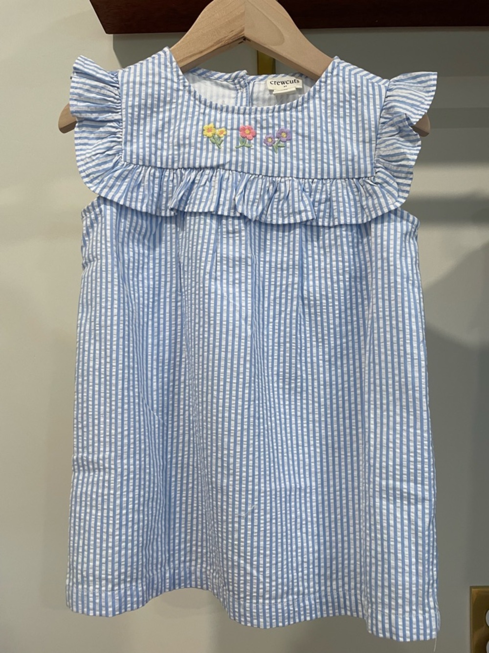 NWT Crewcuts Light Blue & White Striped Ruffle Dress